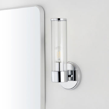 Cecil Tall Cylinder Iron/Striped Glass Modern Mid-Century LED Vanity - JONATHAN Y